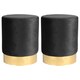 image 1 of Harbour Housewares Round Velvet Footstools - H36 x D29cm - Black - Pack of 2 | Black | Black