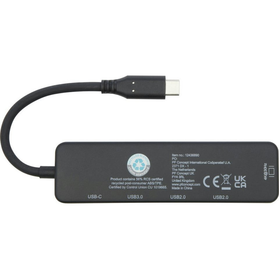 image 1 of Loop Recycled Plastic Multimedia USB Adapter - Black - One Size