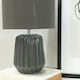 image 1 of ValueLights Zak Pair of Charcoal Grey Pleated Textured Ceramic Table Lamps with matching Fabric Lamp Shades