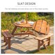 image 5 of Outsunny 6 Seater Wooden Picnic Table and Garden Benches Set, Round Garden Dining Set with 3 Benches and Umbrella Hole Outdoor Garden Park, Brownish Red