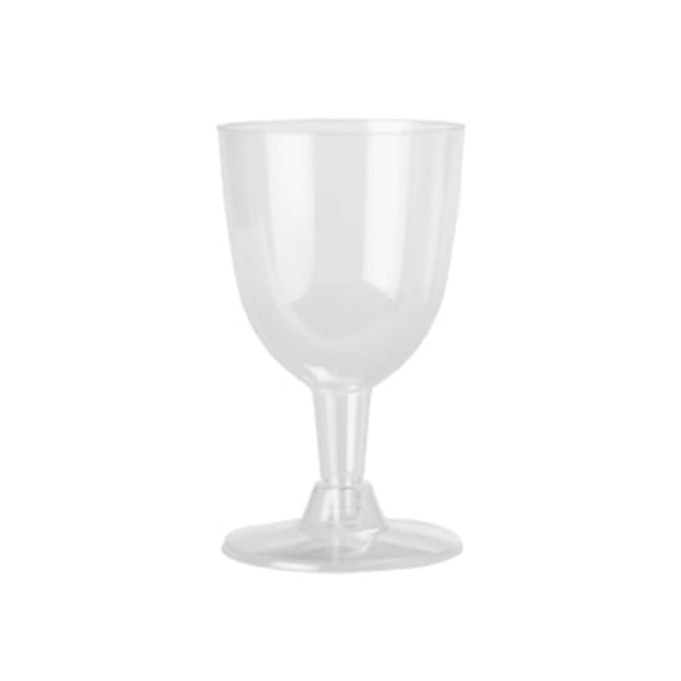 Plastic Wine Glasses with Attachable Base 175ml - Pack of 6