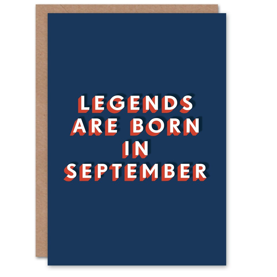 image 1 of Legends Are Born In September Bold Modern For Him Birthday Card