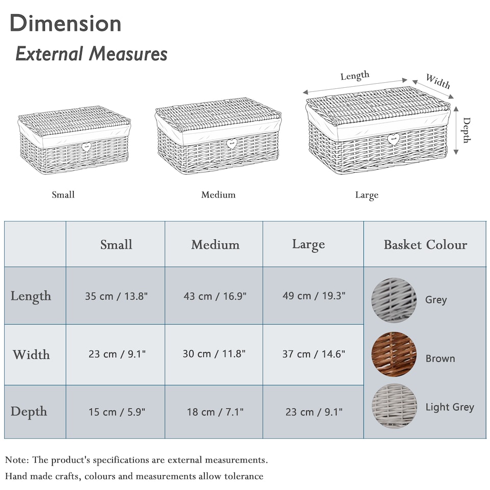 image 1 of Natural Wicker Storage Basket With Lid Underbed Storage Gift Basket (Grey, Small)