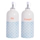 image 1 of Nicola Spring 2 Piece Hand-Printed Oil & Vinegar Pourer Bottles Set - 500ml - Blue