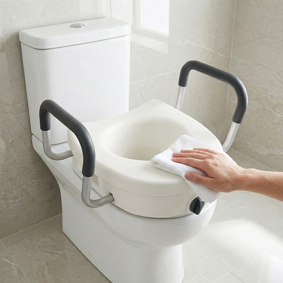 image 1 of Levede Raised Toilet Seat 12cm Riser with Adjustable Arms for Elderly Disabled