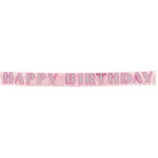 Amscan Giant Fringe Happy Birthday Banner - Pink - One Size