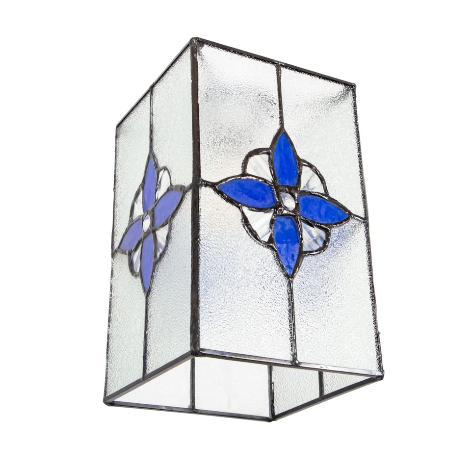 image 1 of Traditional Clear Glass Tiffany Style Pendant Light Shade with Royal Blue Panels | Blue | Blue | 1