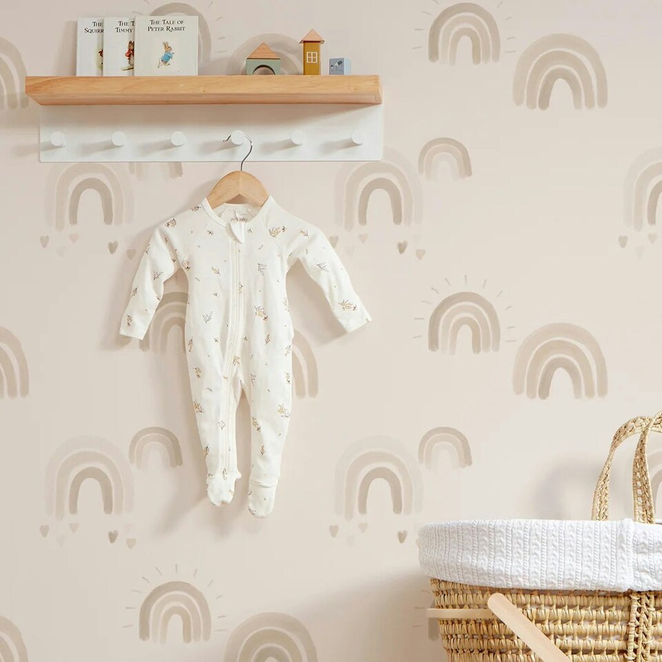 image 1 of Painting Rainbows Wallpaper in Neutral Multi