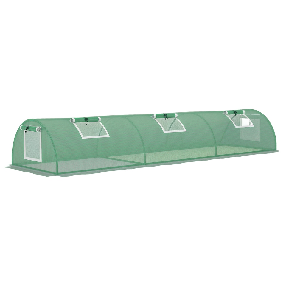 image 1 of Outsunny PE Mini Greenhouse, 3 M Portable Tunnel Green House w/ 5 Mesh Windows