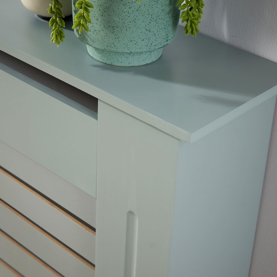 image 1 of Extending Radiator Cover Adjustable Wooden MDF Slatted Grill | Grey