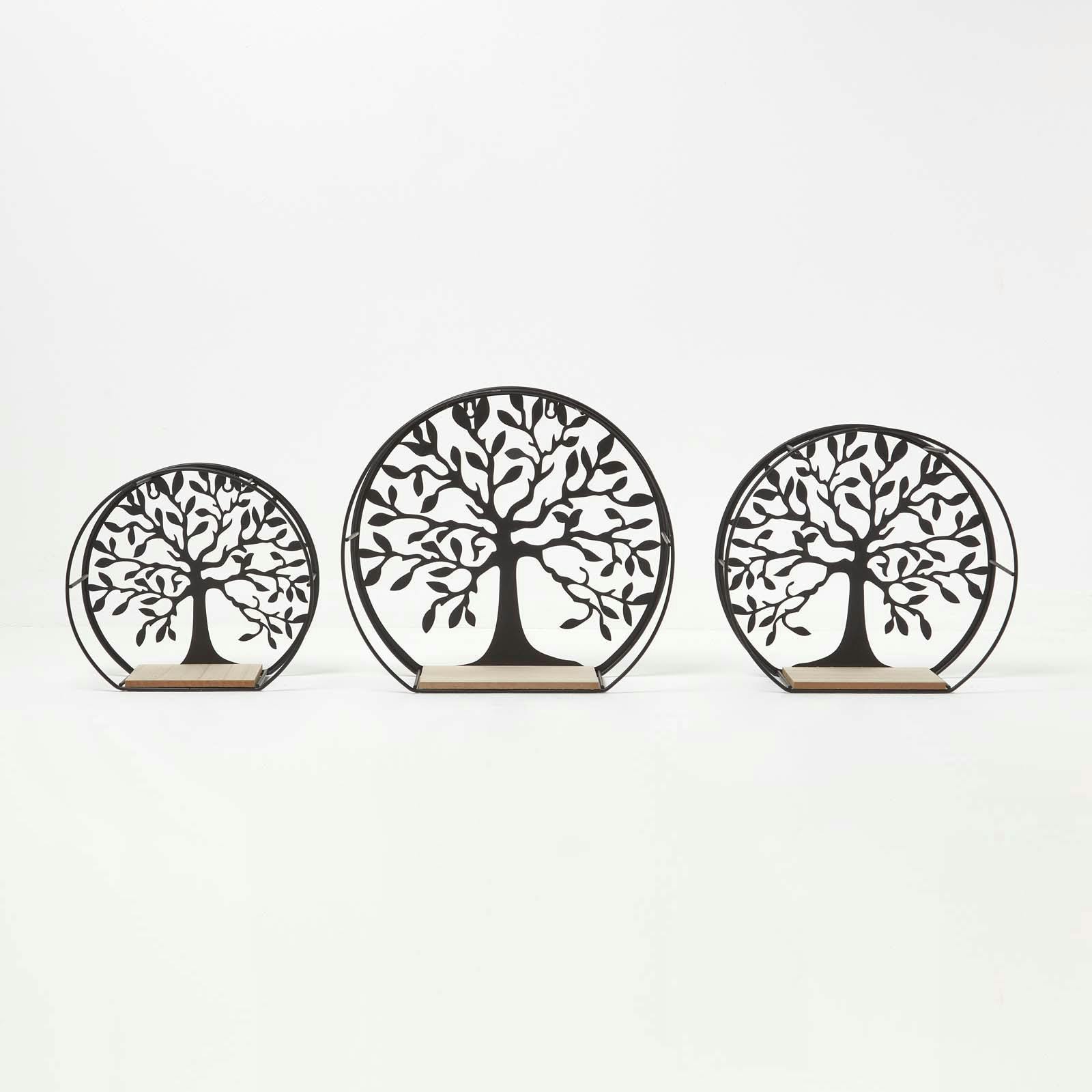 Homescapes Set of 3 Tree of Life Round Floating Shelves