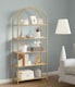 image 6 of 5 Tier Glass Shelf Arched Display Storage Unit with Steel Frame for Home Decor Use