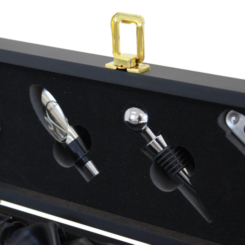 image 1 of Wine Bottle Gift Box Presentation Case & 4pc Accessories Set
