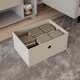 image 2 of Foldable Fabric Storage Box with Metal Eyelet Handle | Cream | 1