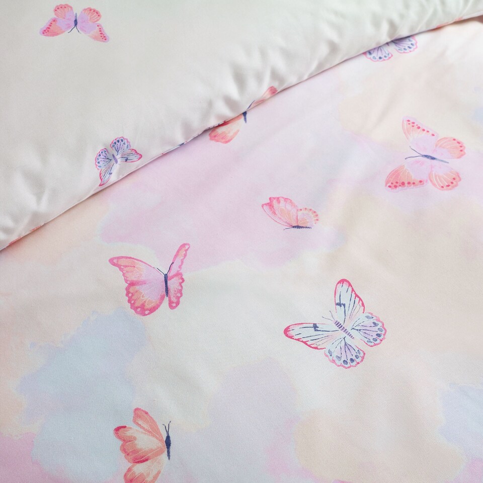 image 1 of Catherine Lansfield Ombre Butterflies Reversible Duvet Cover Set