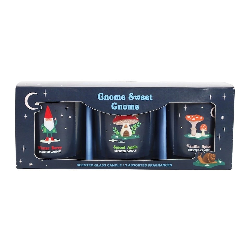image 1 of Something Different Gnome Sweet Gnome Candle Set (Pack of 3) - White - One Size