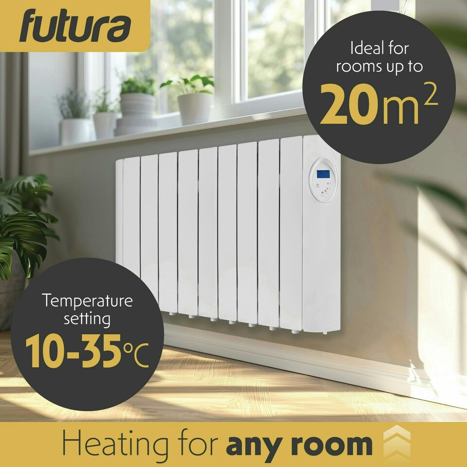 image 1 of Futura 1800W Electric Oil Filled Wall Radiator White