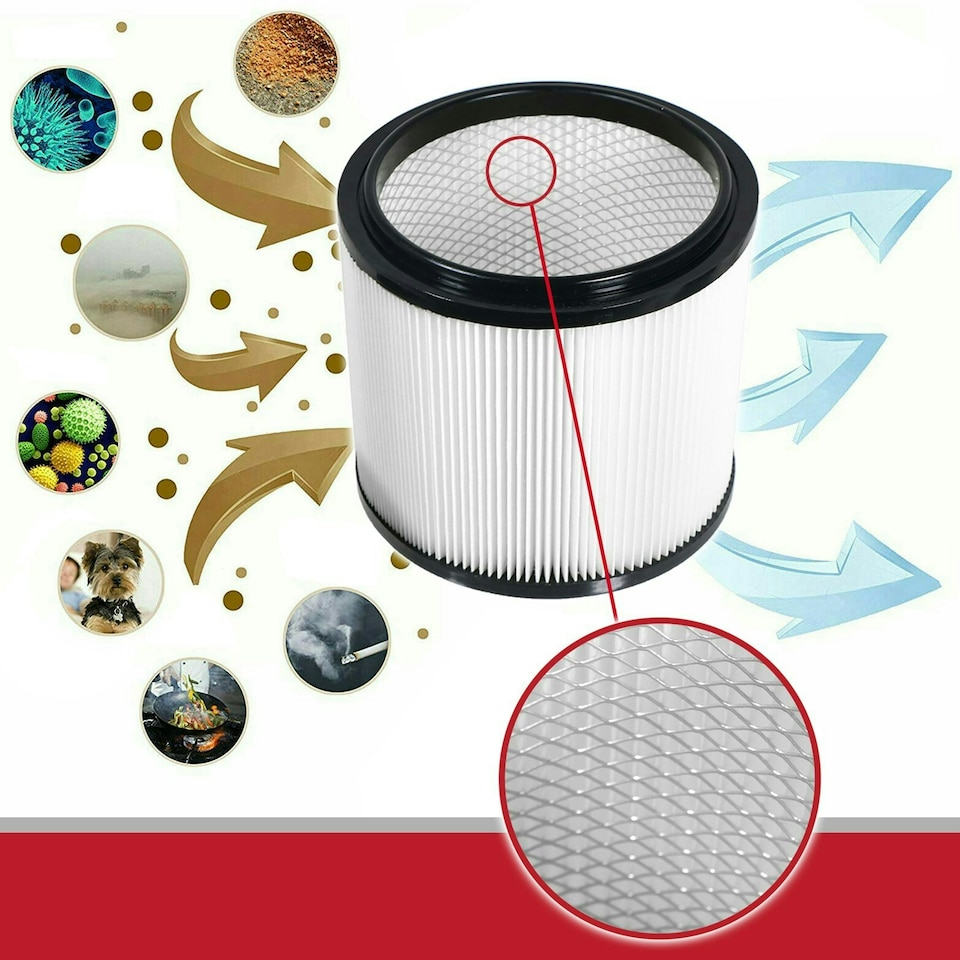 image 1 of SPARES2GO Wet & Dry Cartridge Filter + Foam Sleeve compatible with Guild 8815785 GWD30 8642240 GWD30P 16L 30L Vacuum Cleaner