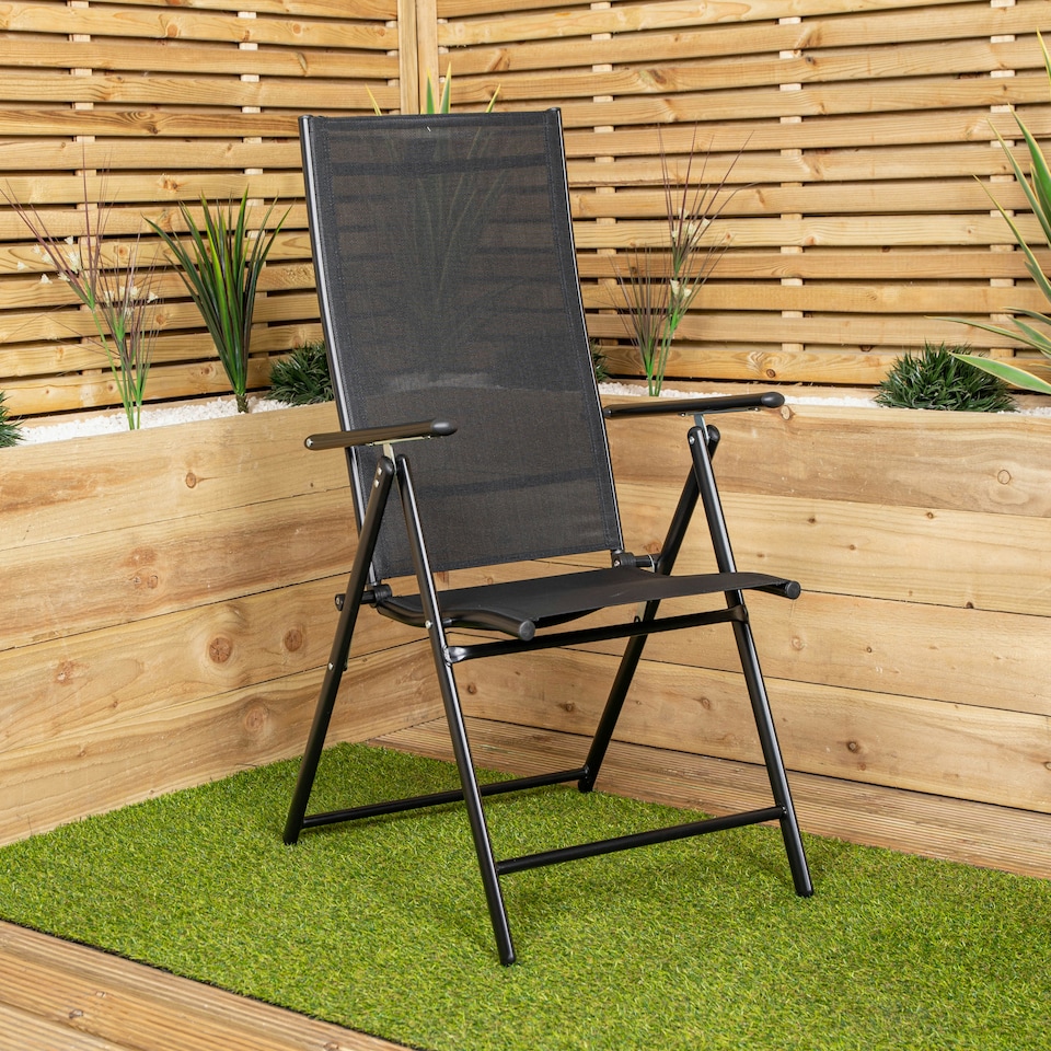 image 1 of Outdoor Garden Patio Multi Position Reclining Folding Chair in Black