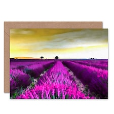 Lavender Field Flowers Provence France Sunrise Floral Greeting Card