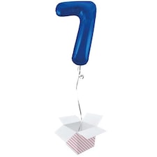 Blue Number 7 Helium Foil Giant Balloon - Inflated Balloon in a Box