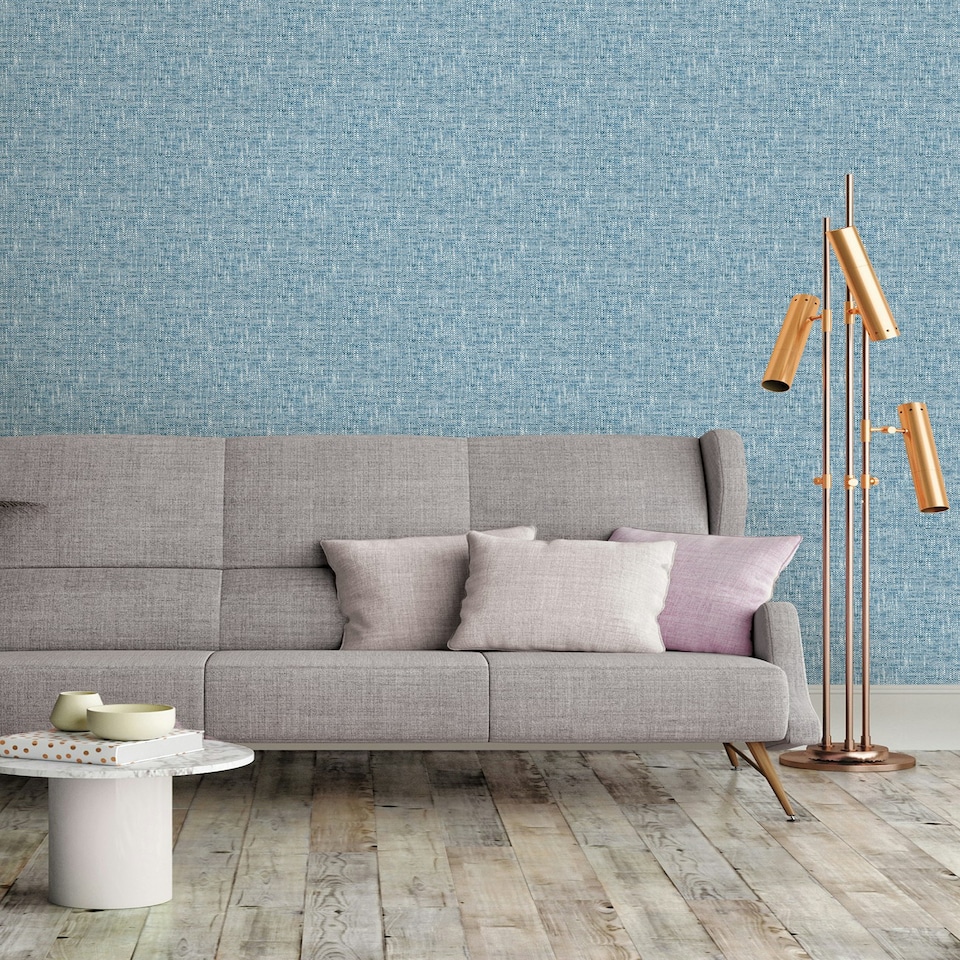 image 1 of NuWallpaper NU2918 Navy Poplin Textured Peel & Stick Wallpaper, Navy Multi