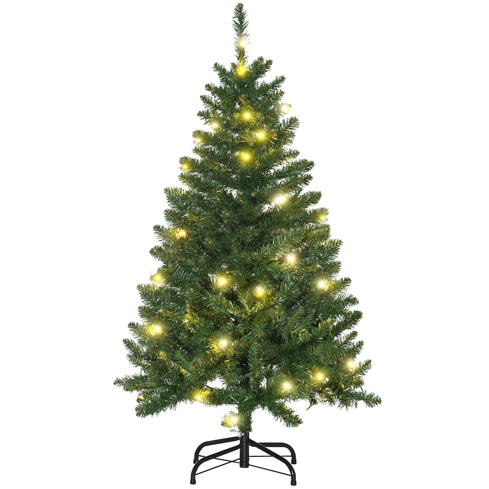 image 1 of HOMCOM 4FT Prelit Artificial Christmas Tree w/ Warm White Light Xmas Decoration