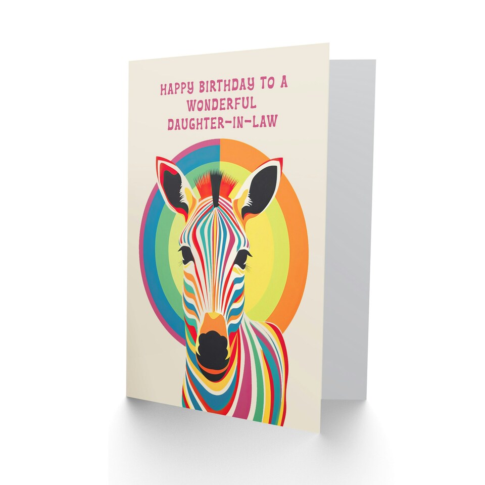 image 1 of Fun Rainbow Stripes Bauhaus Bright Funky Daughter in Law Birthday Card