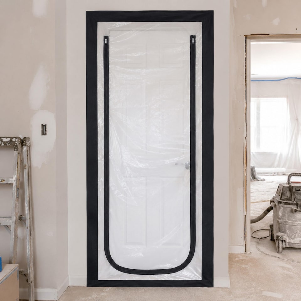 image 1 of Heavy Duty Reusable Zip Door Dust Barrier Guard Protection Kit | Clear | 1