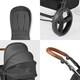 image 5 of Stomp Luxe 12pc Travel System with Stratus i-Size Car Seat & ISOFIX Base, Carrycot, Reversible Seat, Rain Cover & More (Black/Charcoal Grey/Tan)