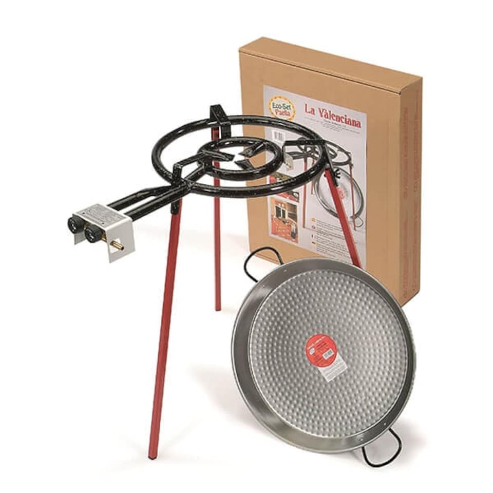 image 1 of Vaello Carbon Steel Pan 46cm Double Gas Ring Set of 3 Legs