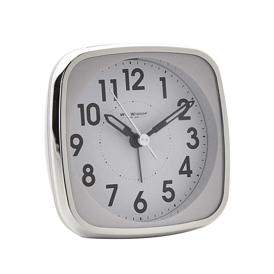 image 1 of Hometime Square Alarm Clock - Sweep/Light/Snooze - White White