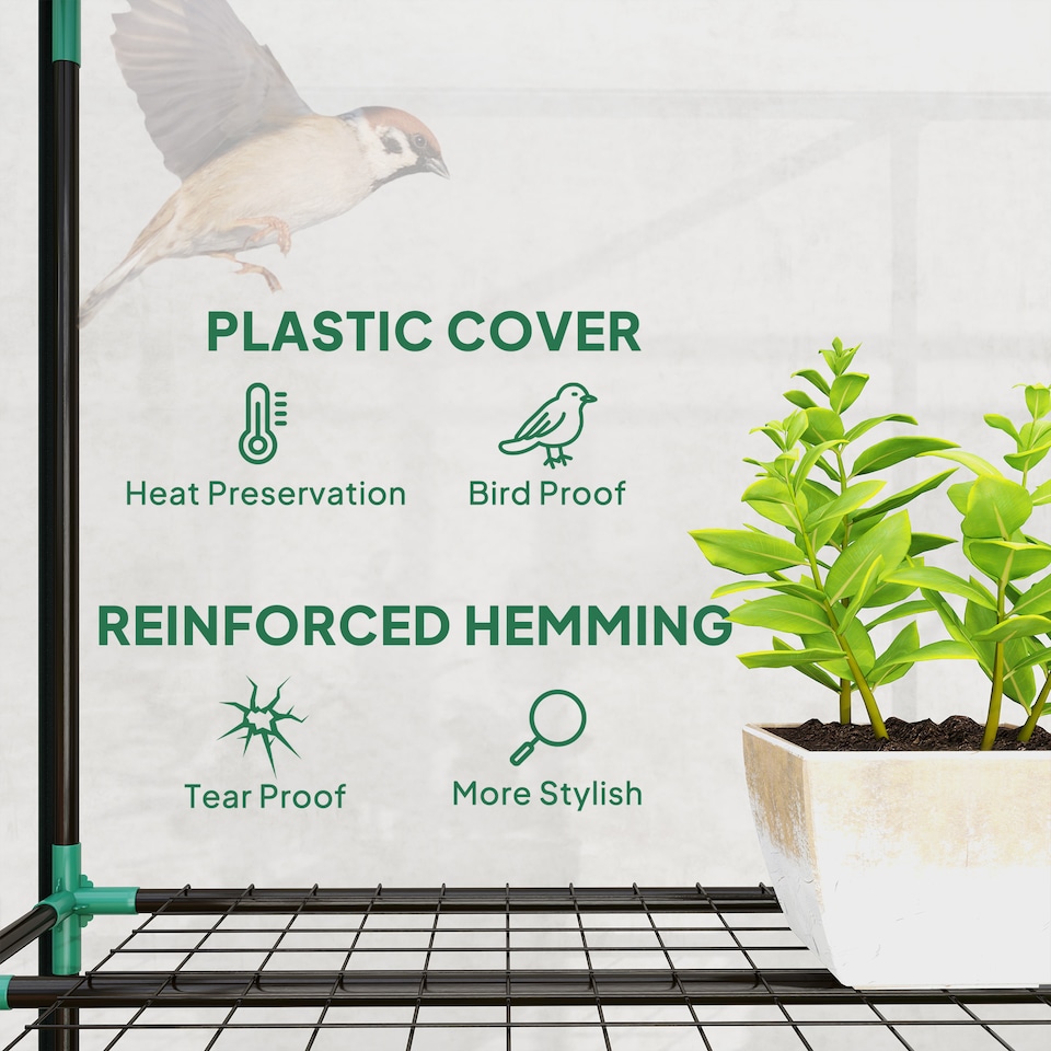 image 1 of Outsunny 3 Tier Lean-to Mini Greenhouse with Plastic Cover, Clear