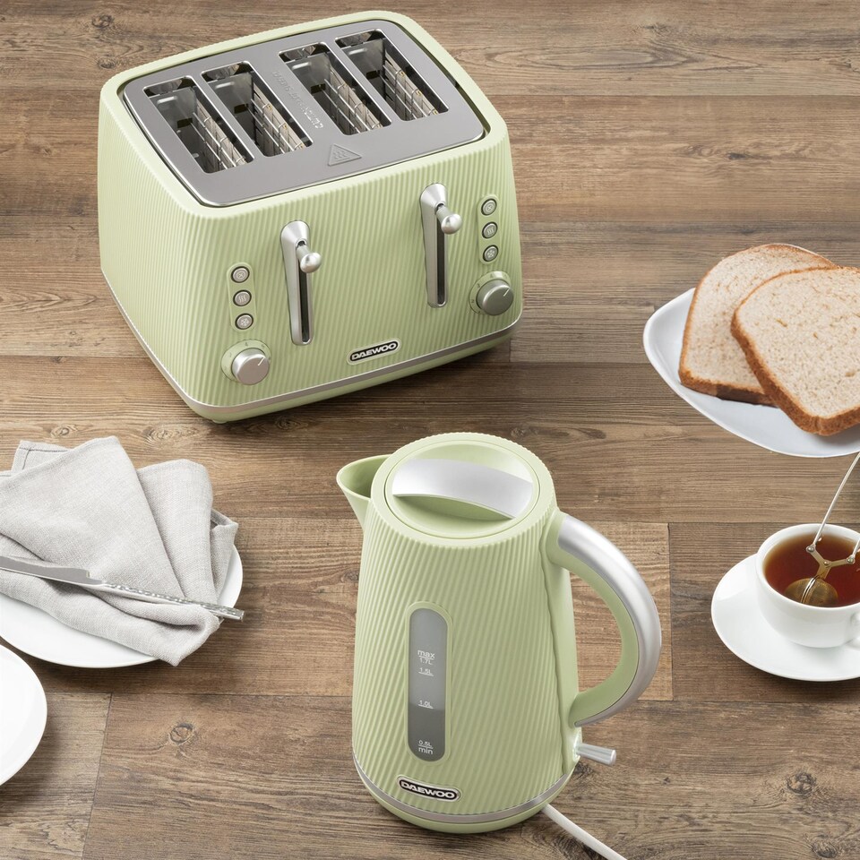 image 1 of Daewoo Cascade Matching Kettle and 4 Slice Toaster Set 1.7L 3KW