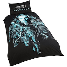 Assassins Creed Valhalla Duvet Cover Set - Black/Blue - Single