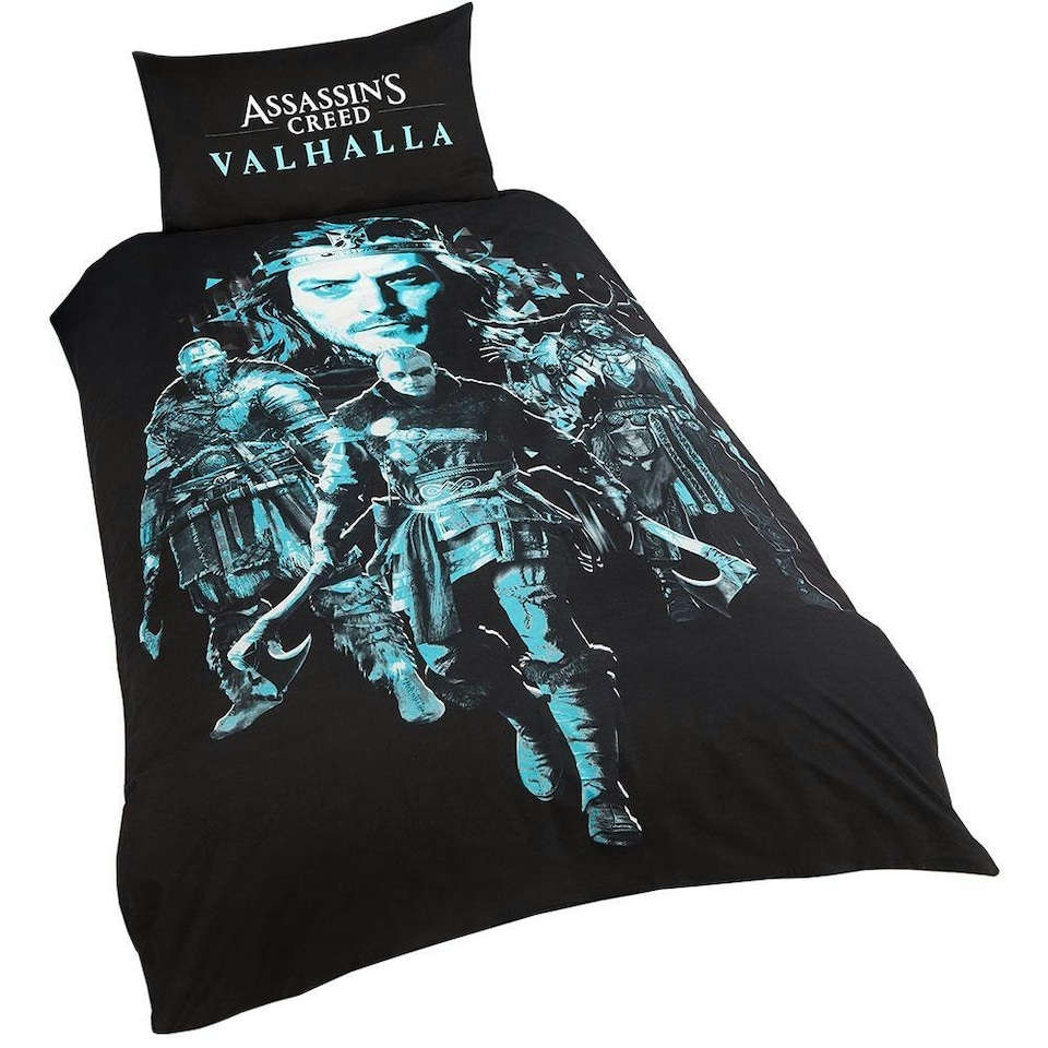 image 1 of Assassins Creed Valhalla Duvet Cover Set - Black/Blue - Single