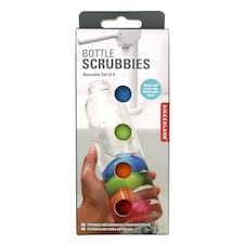 Kikkerland Set of 4 Bottle Scrubbies For Water Bottles | Multi