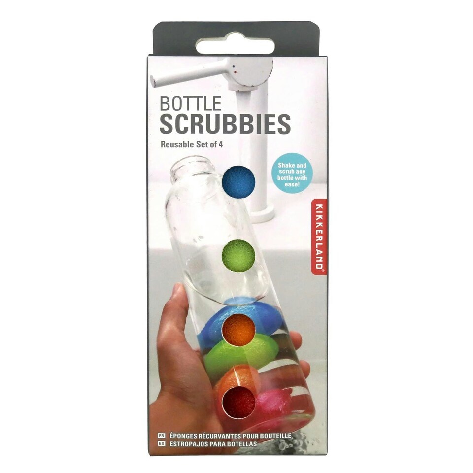 Kikkerland Set of 4 Bottle Scrubbies For Water Bottles | Multi