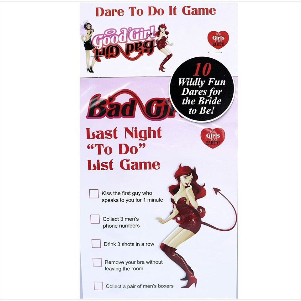 Amscan Good Girl/Bad Girl Hen Night Dare Card - White/Red/Black - One Size