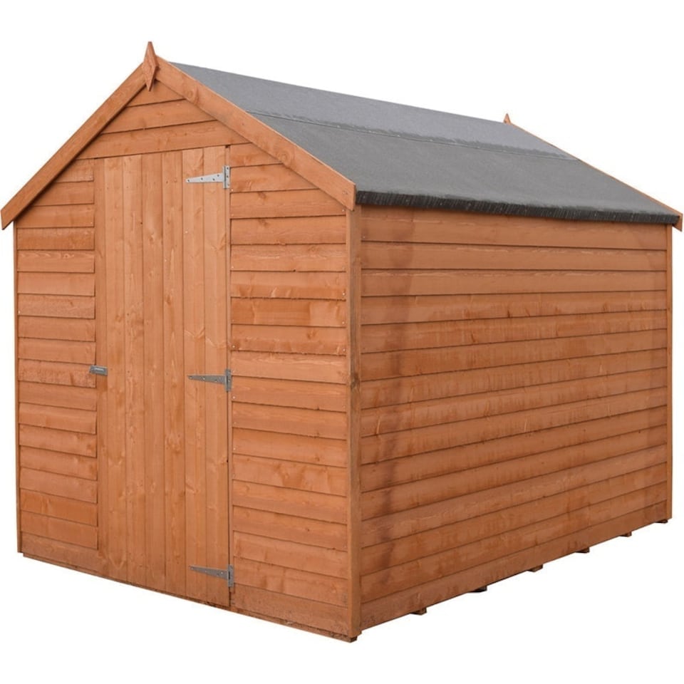 image 1 of Overlap 7 x 5 Feet Dip Treated Value Range Apex Shed Single Door Brown