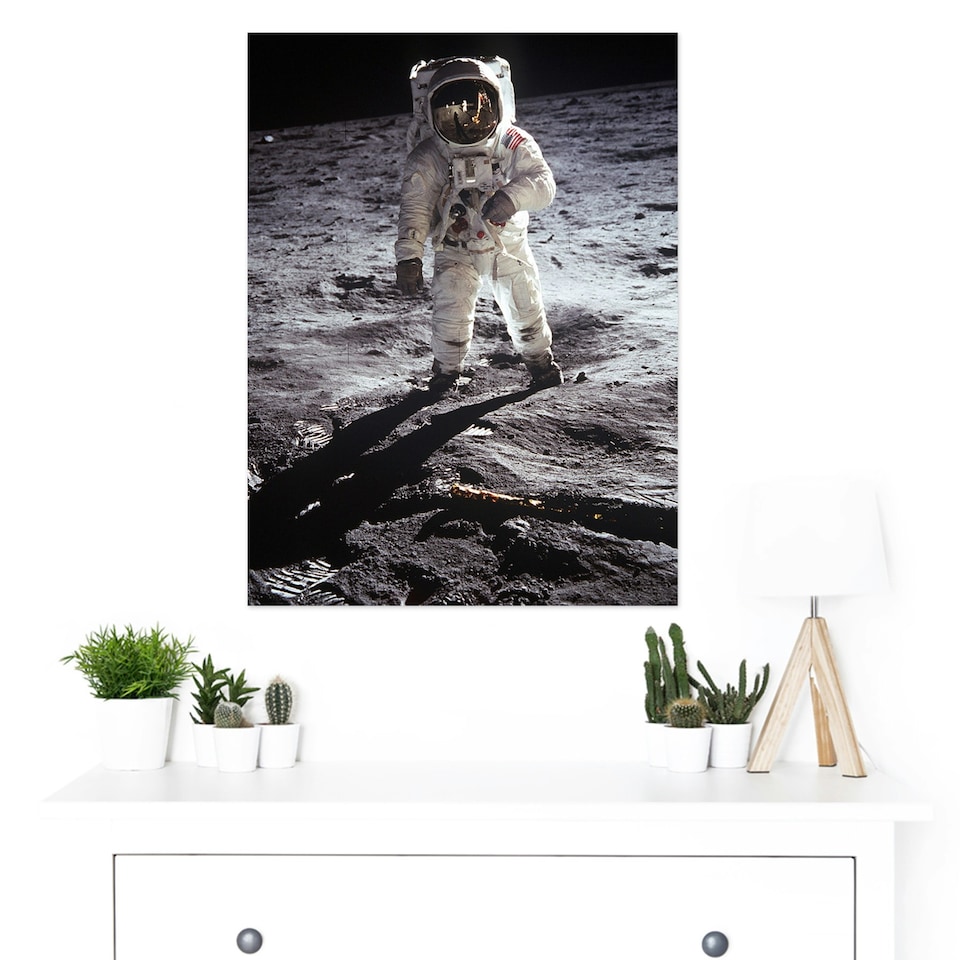 image 1 of Apollo 11 Astronaut Aldrin Armstrong Space Moon Landing Large Wall Art Print 18x24 Inch