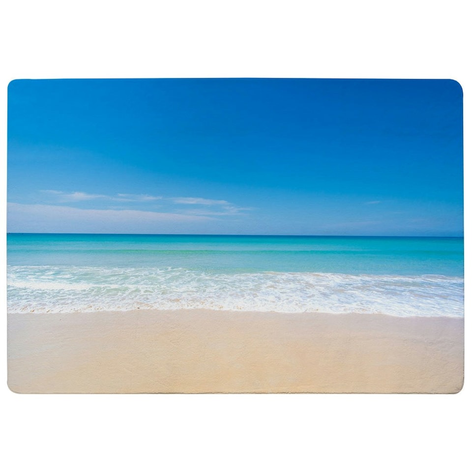image 1 of Nature landscape view of beautiful tropical beach and sea in sunny day (Rug) Blue | S