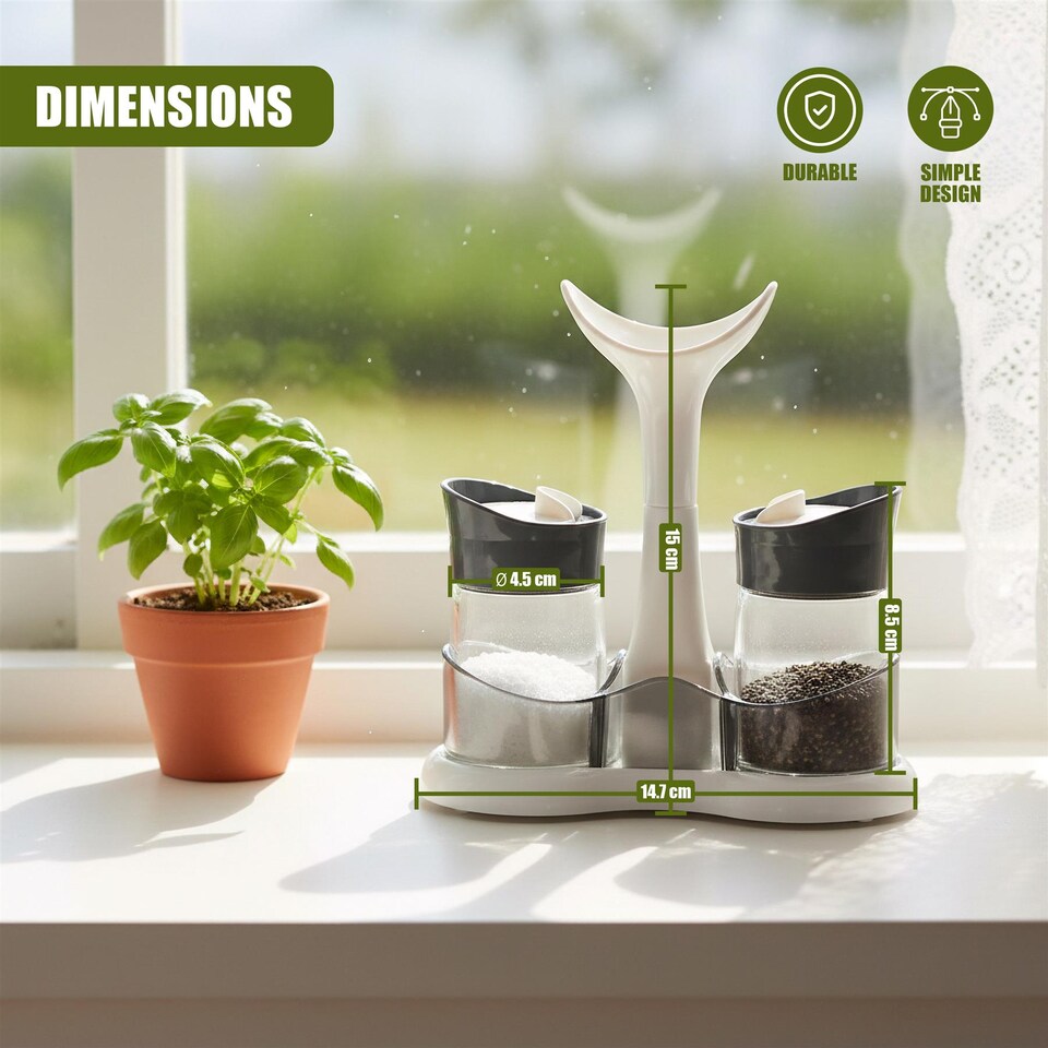 image 1 of GEEZY Cruet Pots White Salt And Pepper Shaker Set