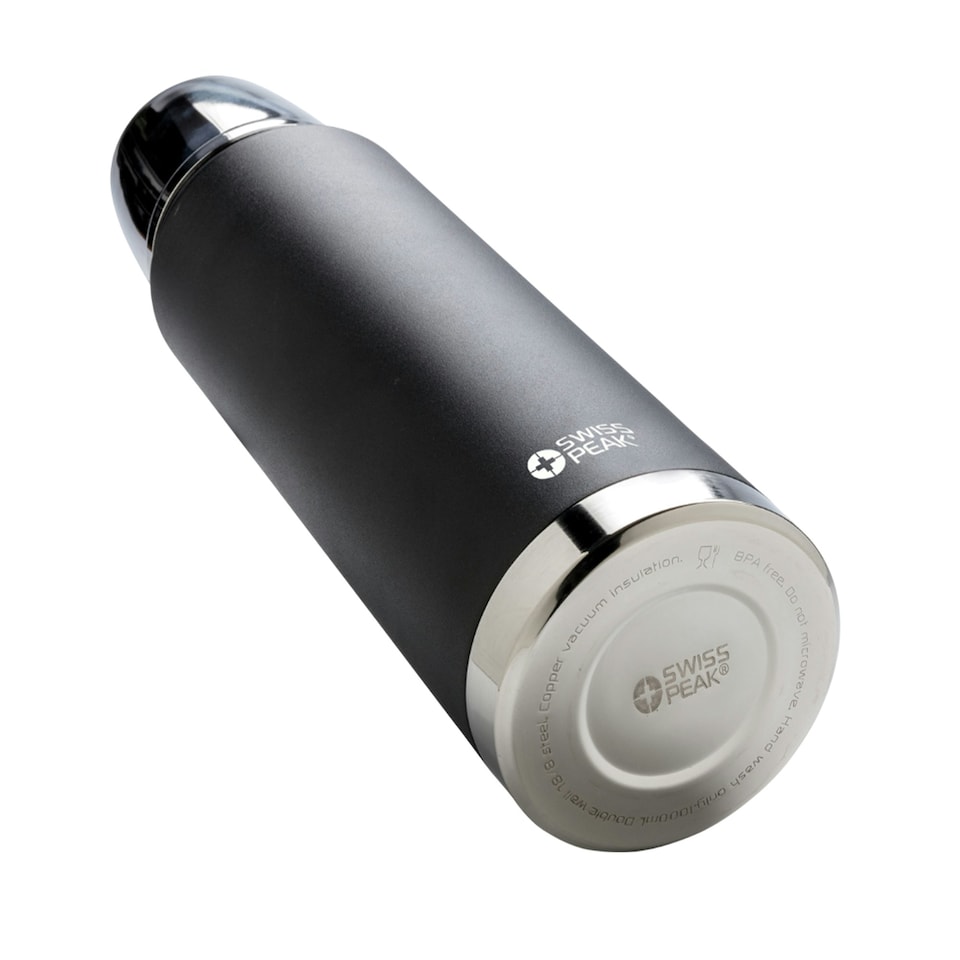 image 1 of Swiss Peak Elite Copper Vacuum Insulation 1L Flask - Black - One Size
