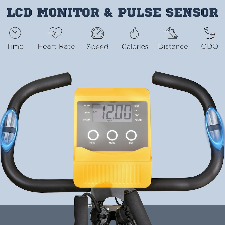 image 1 of HOMCOM 2-In-1 Folding Exercise Bike with 8-Level Magnetic Resistance Yellow