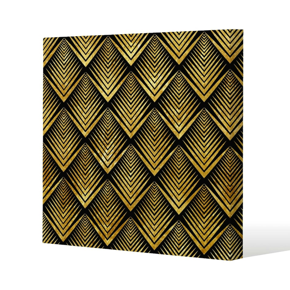 image 1 of Golden Geometric Flower Pattern (Canvas Print) 114 x 114 x 4cm