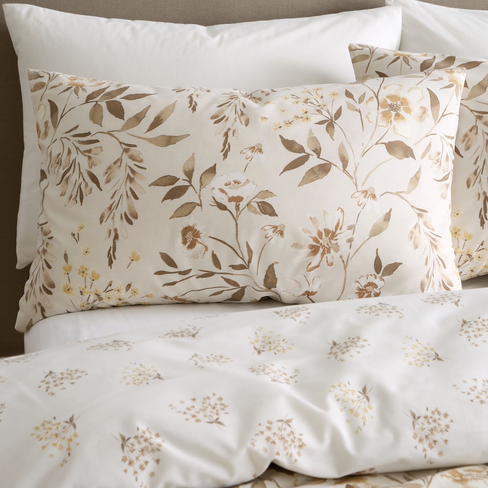 image 1 of Isadora Floral Reversible Duvet Cover Set | Cream | Natural | King