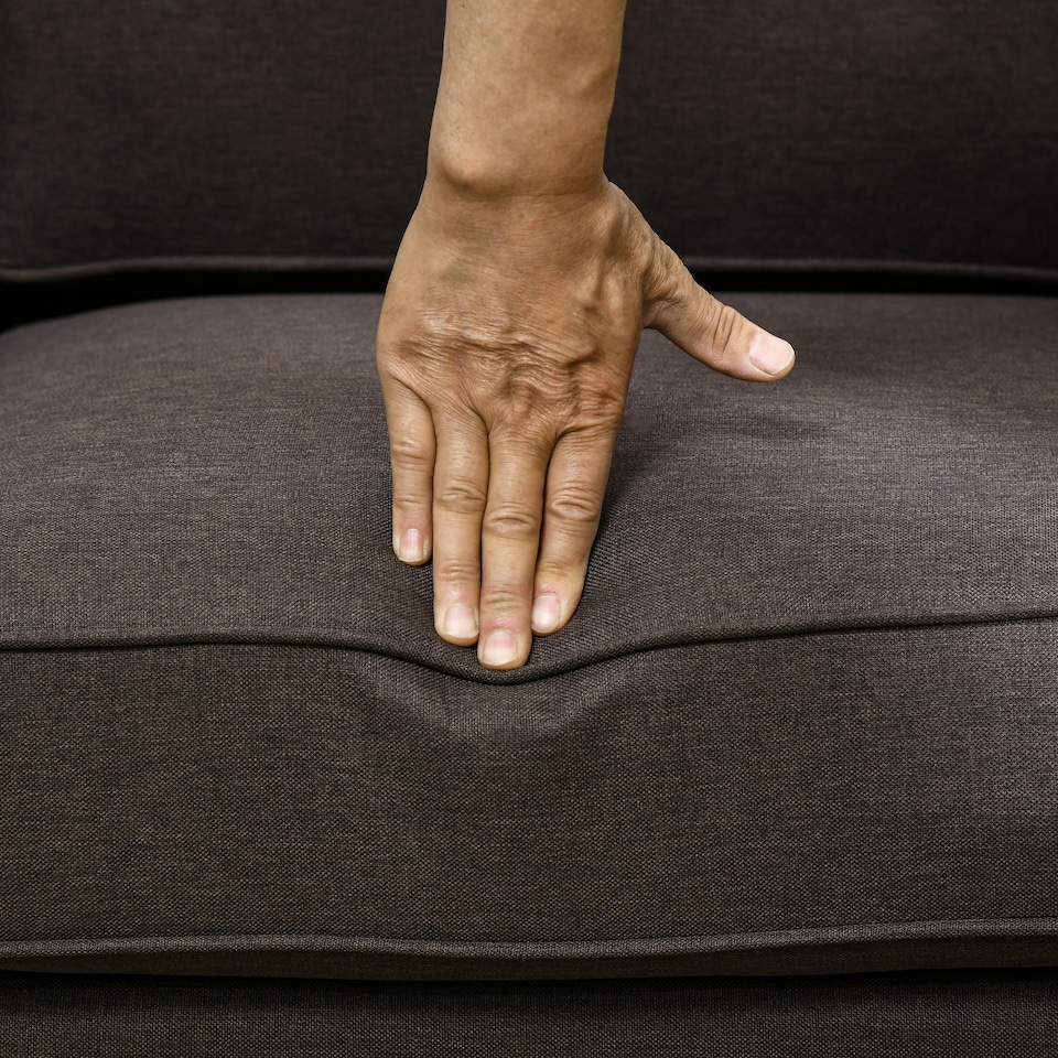 image 1 of HOMCOM 2 Seater Sofa, Fabric Sofa Couch with Nailhead Trim Rolled Arm and Slatted Wood Frame, Upholstered Loveseat Settee for Living Room, Bedroom, Home Office, Dark Brown