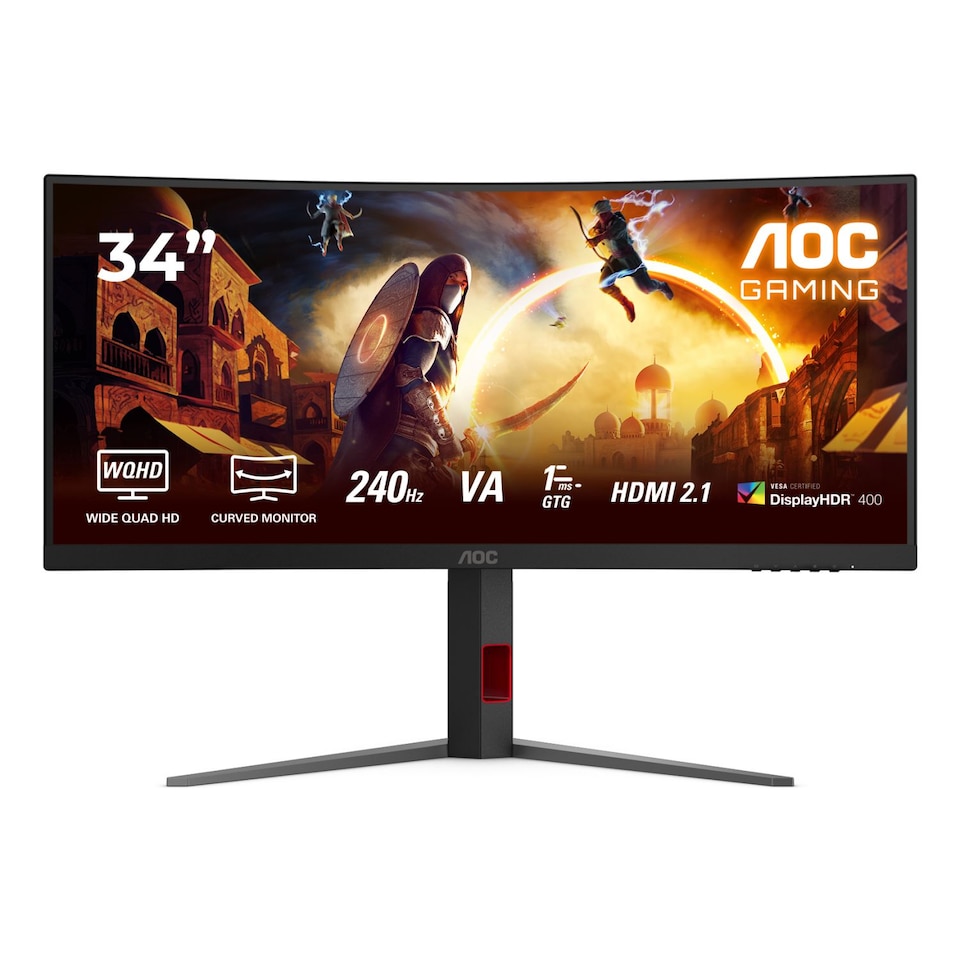 image 1 of AOC G4 CU34G4Z 34" Curved UWQHD 240Hz 0.3ms Height Adjustable Gaming Monitor