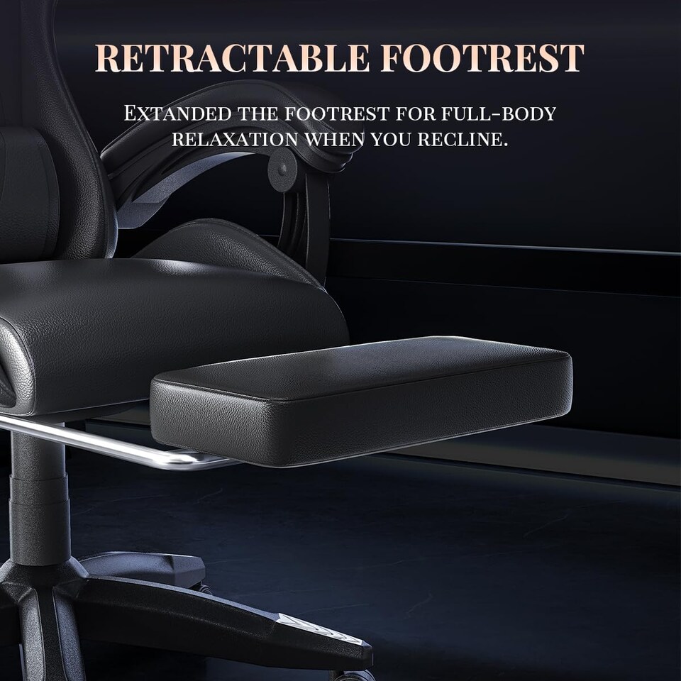 image 1 of Rattantree Ergonomic Gaming Chair Massage Lumbar Footrest Leather Swivel 150 Kg Capacity